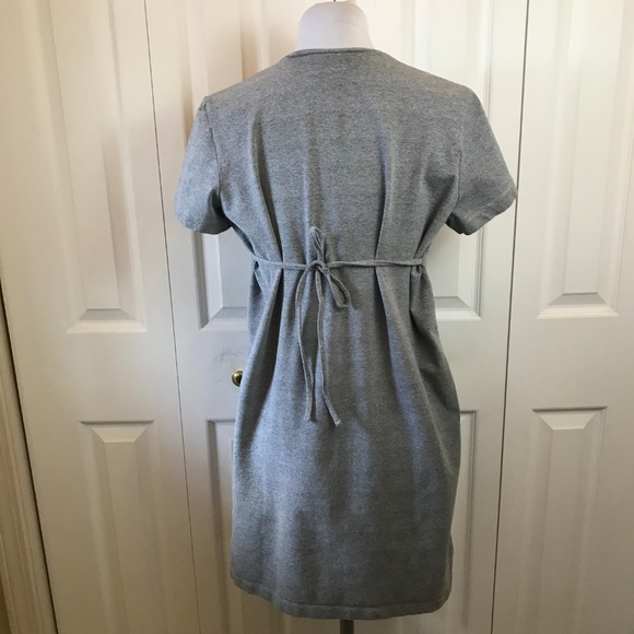 Motherhood Gray V-Neck Maternity Dress Back Tie S - Picture 5 of 6